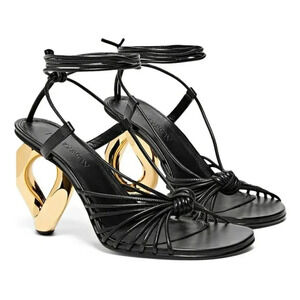JW Anderson Women's Lamb Ankle Tie Chain High Heel Sandals Size 37 (MSRP $850)